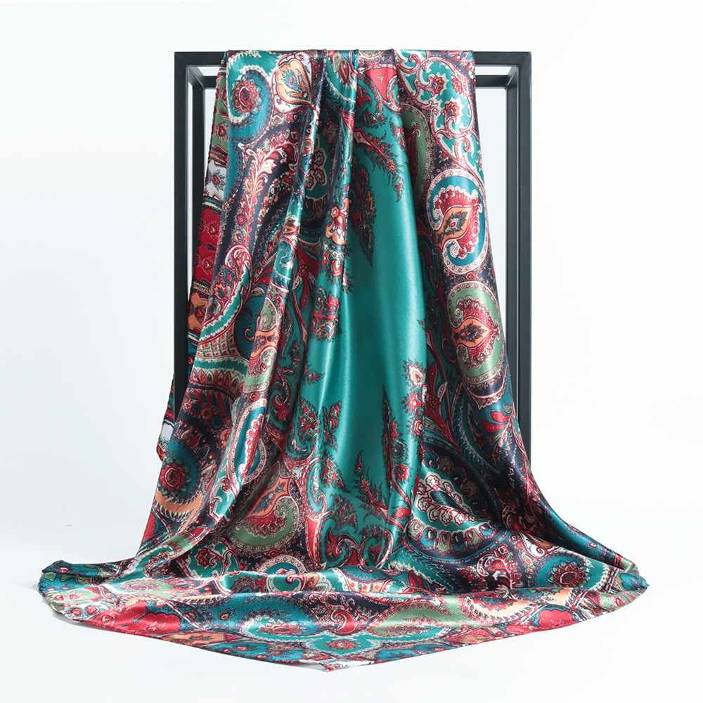 Bohemian printed silk scarf women 90*90c...
