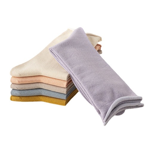 Socks for women in autumn and winter, new arrivals, piles of socks, macarons, new mid-calf women's socks, loose hemming, women's cotton socks, boneless sutures