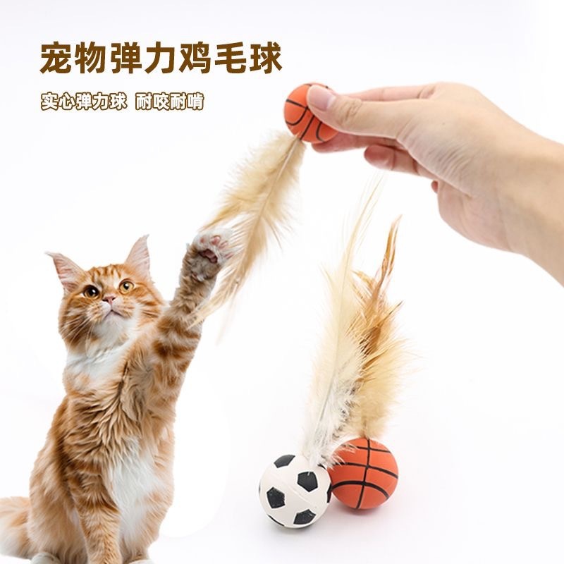源头工厂羽毛弹力运动球小猫咪玩具自嗨解闷逗猫玩具宠物用品批发|undefined