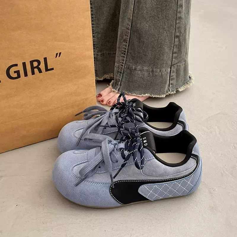 爆款小众厚底板鞋女复古德训鞋2025新款春秋面包鞋百运动鞋休闲鞋