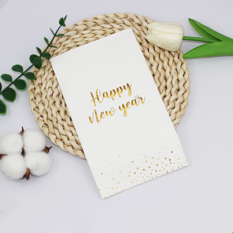 Servilletas de Papel con Estampado Dorado de Pulpa de Madera Desechables para Restaurante