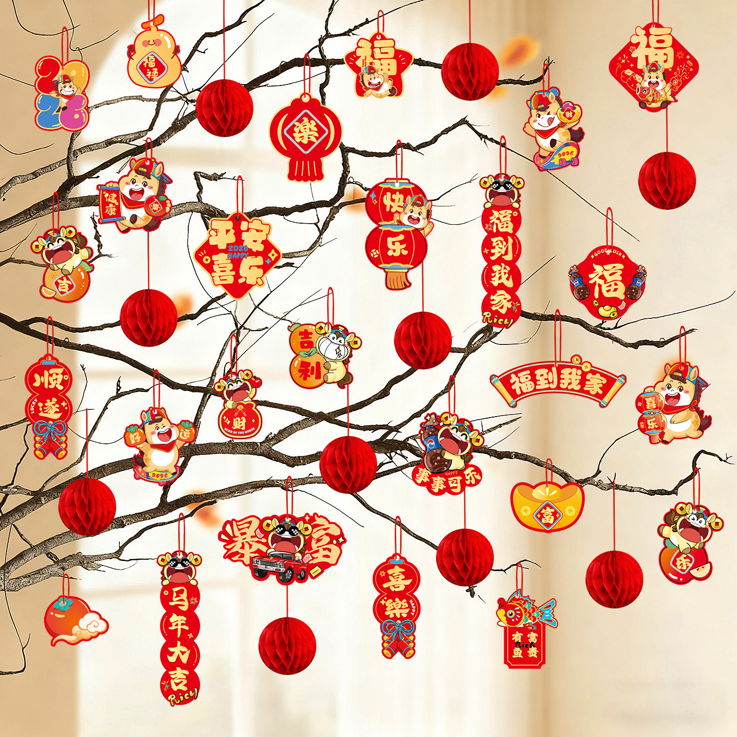 2026 horse year ornaments small bell pepper spring festival living room bonsai green plants small pendant new year scene layout decoration wholesale