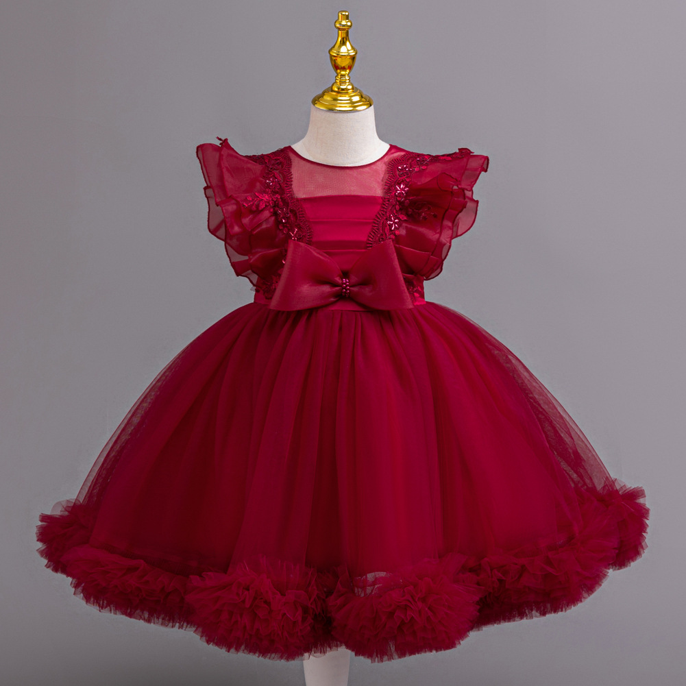 Vestido de niña de flores transfronterizas nuevo vestido de princesa red vestido de niña vestido de boda vestido de piano