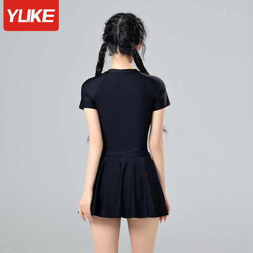 Swimwear Adult Swimwear Women's New Large Size Split Short Sleeve Student Hot Spring Conservative Swimwear Summer Wholesale