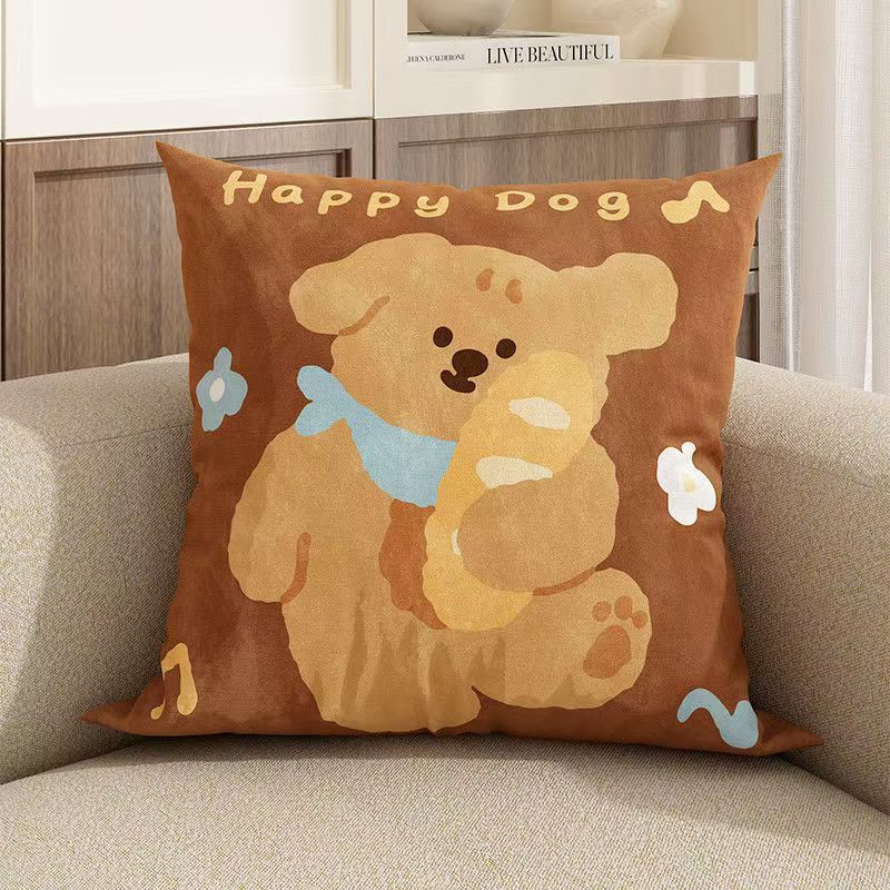 Cute Cartoon Animal Pillow Maillard Series Pillow Square Decorative Sofa Ornament Pillowcase Removable and Washable Pillow