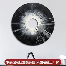 新中式入户玄关装饰画立体木雕客厅沙发背景墙画圆形酒店样板间画