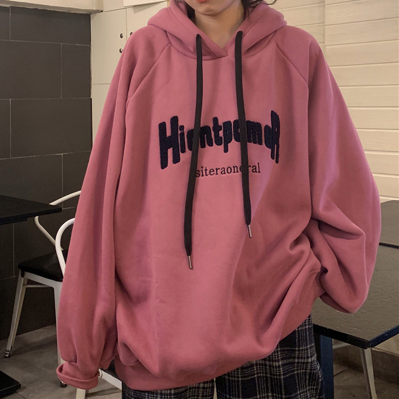 Cross-Border American suéter de las mujeres de otoño e invierno forrado de lana engrosada suelta más tamaño estilo occidental reducción de la edad versátil Sudadera con capucha pullover