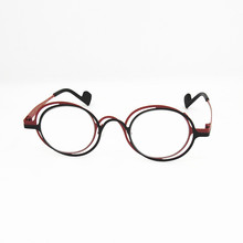 日本尾单纯钛设计师款超轻眼镜 个性双圈鸳鸯色拼接小椭圆镜框潮