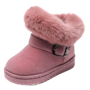 2024 Winter New Children Snow Boots Girls fleece-lined Princess Ankle Boots Girls Warm Baby Shoes Women's Shoes
