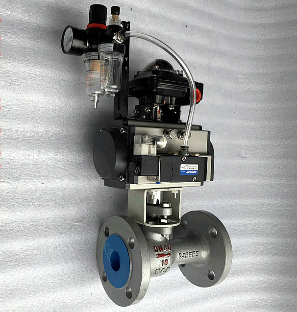 Q641M，Q641PPL气动一体式高温球阀 法兰四氟切断球阀DN150 200