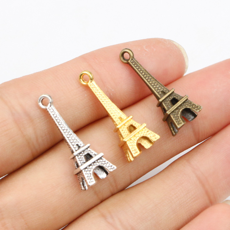 Alloy 3D Eiffel Tower Small Pendant DIY Jewelry Accessories Necklace Bracelet Pendant 24X8Mm 1g