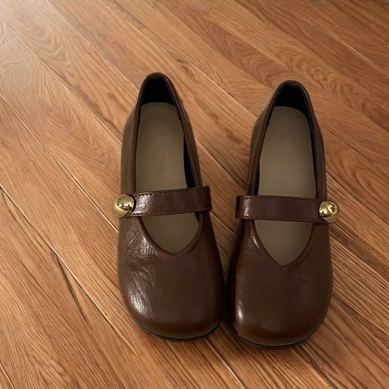 Zapatos franceses superficiales de un solo pie de verano 2026 nuevos zapatos Bean con cabeza redonda plana zapatos Mary Zhen