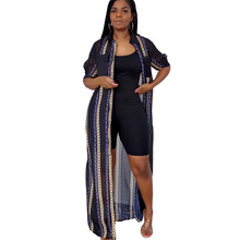 2023网纱透气休闲防晒衬衫短袖连衣裙速卖通 亚马逊欧美性感透视