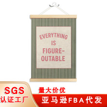 亚马逊热销实木挂轴卷轴海报办公室挂画 定制喷绘帆布客厅装饰画