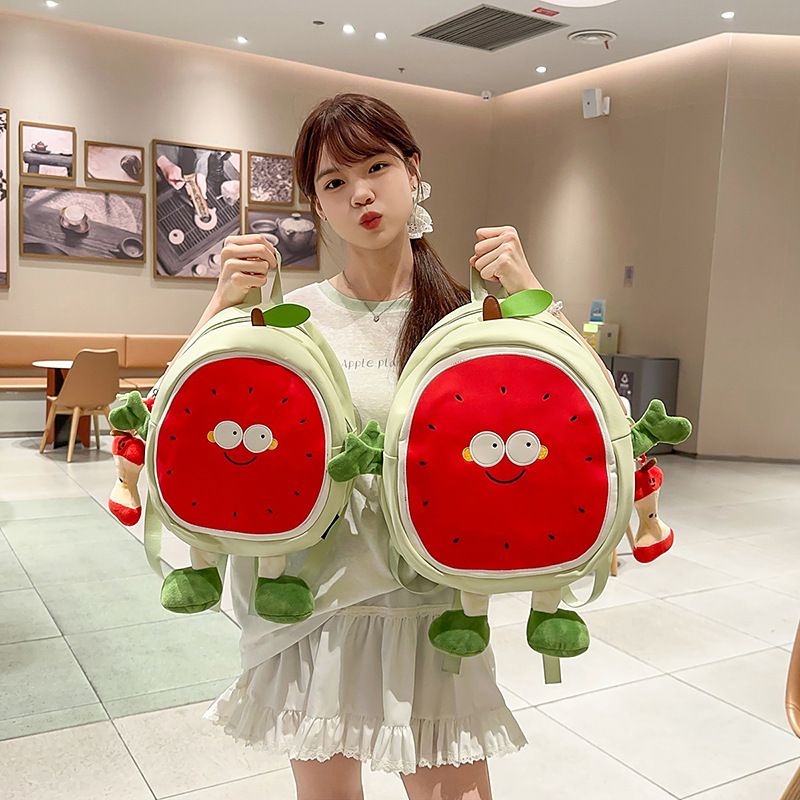 Dulce pequeña mochila de dama fresca dibujos animados lindos frutas bales mochila de estudiantes universitarios suave mochila de chicas