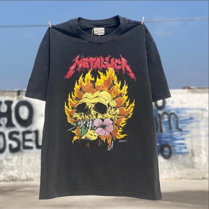 Vtg半袖男アメリカンヴィンテージマンソンセントレトロダークダーク欧米古いfogスタイルハイストリートtシャツ