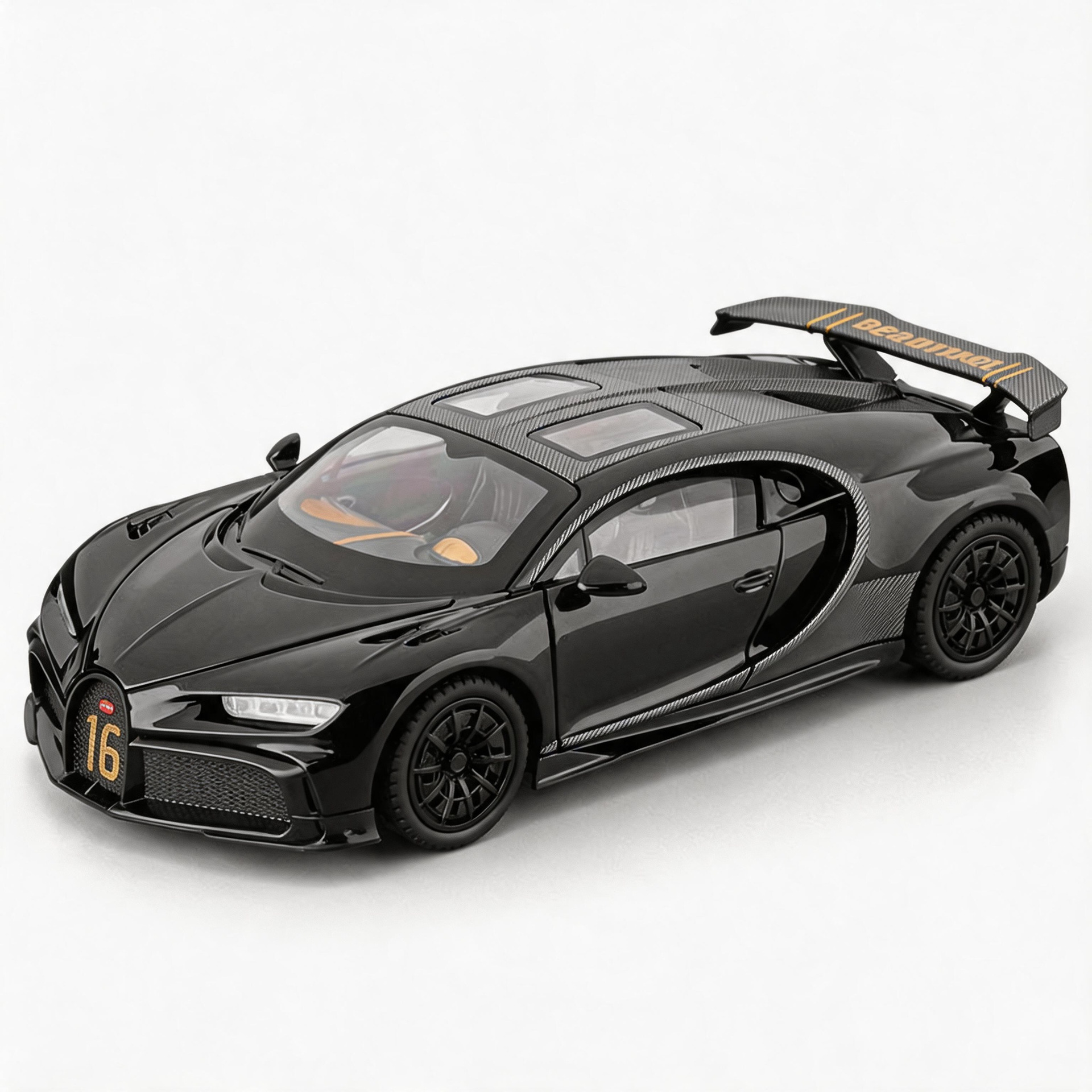 1: 24 Bugatti Chiron aleación modelo de coche de retroalimentación sonora y óptica pintura de textura brillante para niños avanzados coche de juguetes de puzzle