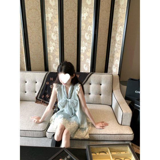 Summer New French Style Elegant Fairy Lace-up Slim Look Lace dress Cyber Celebrity Little Doll Short Skirt