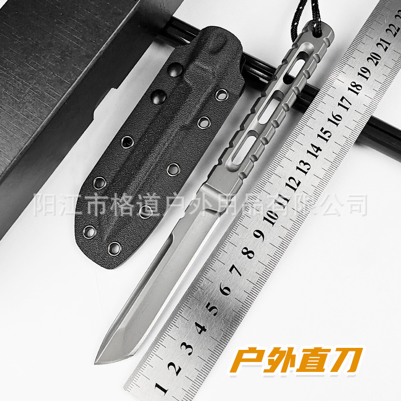 【自主设计款】户外一体直刀DC53钢户外小直刀露营防身刀随身小刀