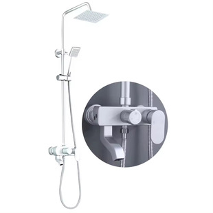 Square multi-speed adjustable shower shower suit bath bathroom space aluminum handheld shower silver pressurized shower
