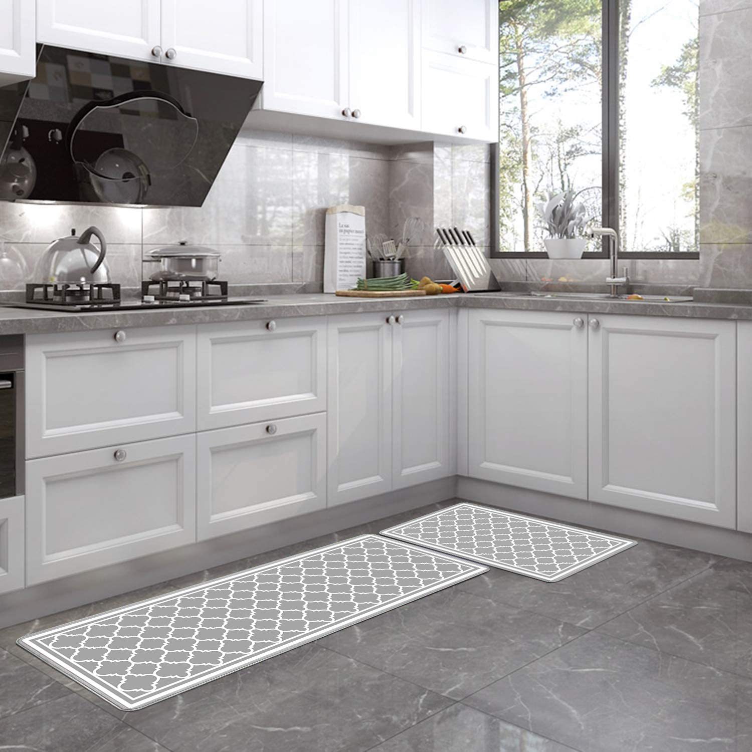 Jasmi Kitchen Floor Mat PVC Thickened Foam Digital Printing Foot Mat Waterproof Oil-Proof Non-Slip 12mm Leather Mat