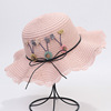 new pattern Korean Edition children bow Flower wave Straw hat outdoors sunshade Sunscreen Dome Sandy beach Hat wholesale