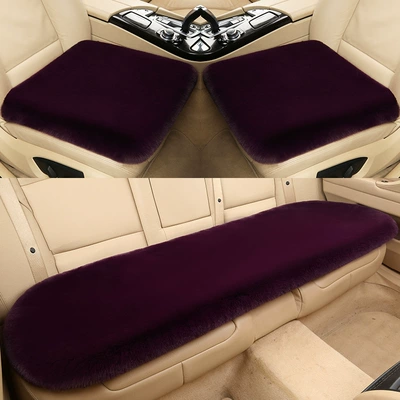 Fur Three-Piece Set Universal Car Seat | Avtomobil döşəmə paspasları - grape-purple-encrypted-and-thickened-main-drivers-square-pad-1000gm