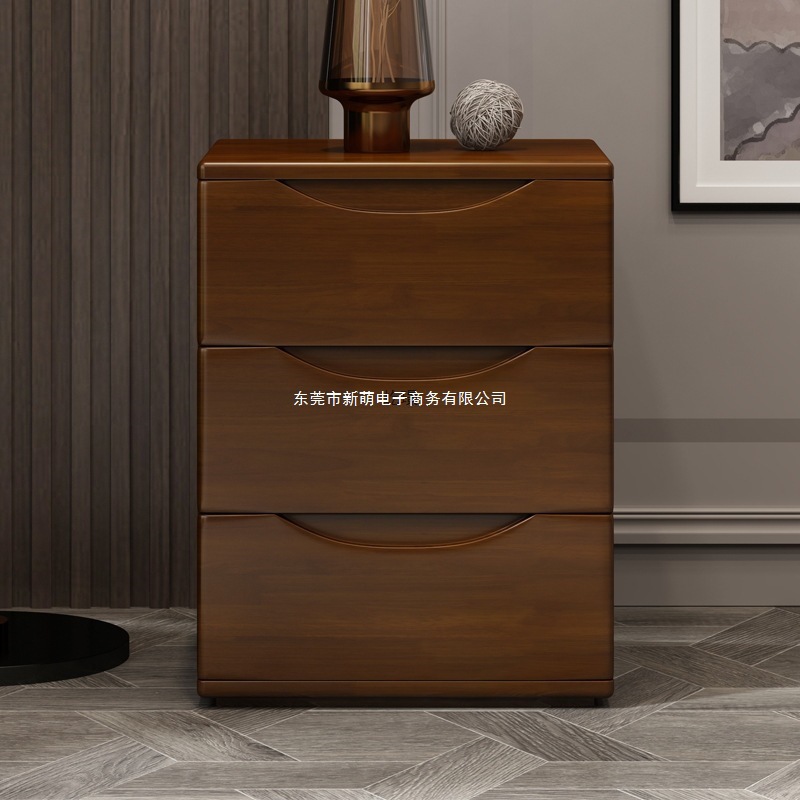 3-Drawer Solid Wood Bedside Table Simple Modern Storage Rack Scandinavian Wooden Bedroom Storage Cabinet Mini Small Storage Cabinet
