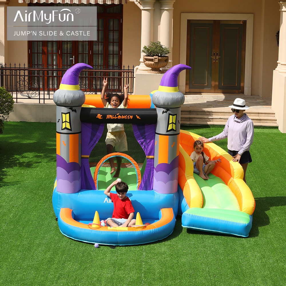 AMF | Castillo inflable para el hogar de Halloween castillo inflable para niños Castillo de fiesta tobogán inflable para niños