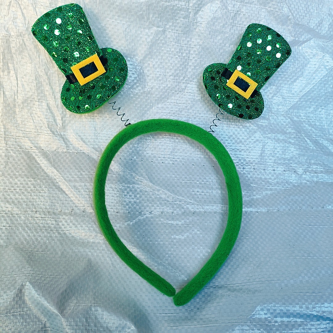 En stock irlandés Festival diadema St. Patrick trébol sombrero diadema cabeza hebilla lentejuelas arco diadema