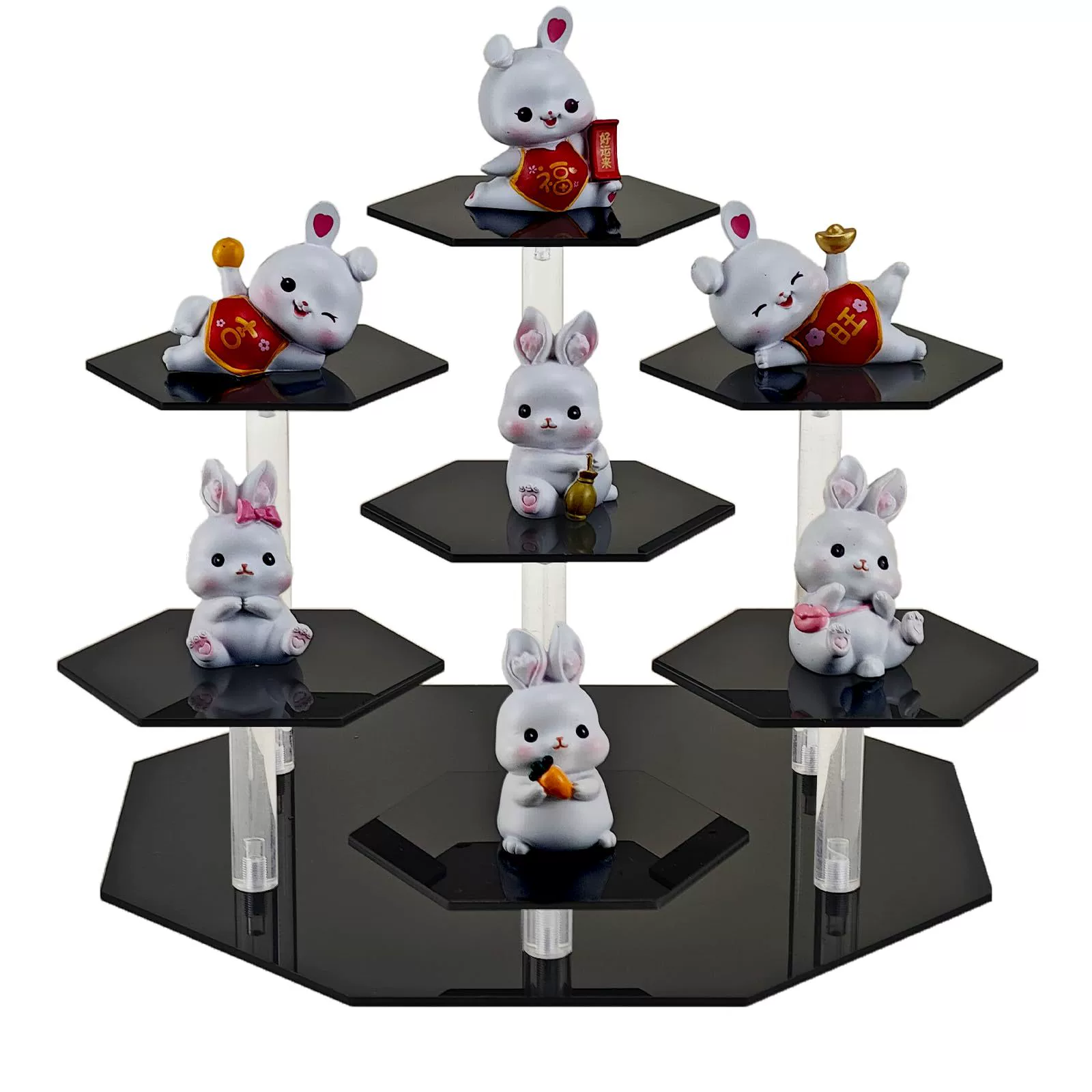 Акриловая черная прозрачная кукла ручная слепая коробка витрина шестиугольная косметика для хранения ювелирных изделий стеллаж