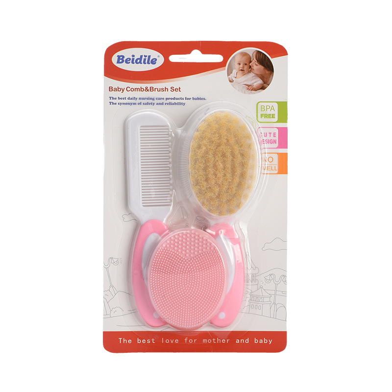 Cepillo para el cabello rosa y amarillo + champú (blíster)