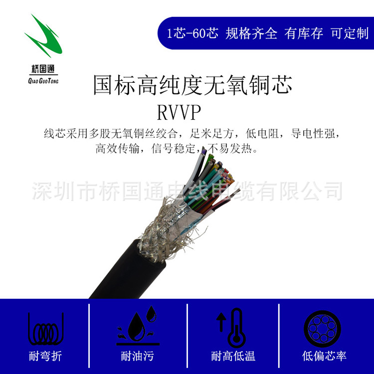 RVVP24×0.12/0.2/0.3/0.5/0.75/1.0/1.5/2.5屏蔽线柔性固定安装