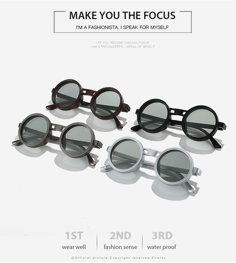 2025 Neue Sonnenbrille im kleinen runden Stil, modische Sonnenbrille mit individueller Persönlichkeit, manuell verstellbar, ideal für Outdoor-Aktivitäten wie Angeln, Großhandel, Trend Cross_voghion.com