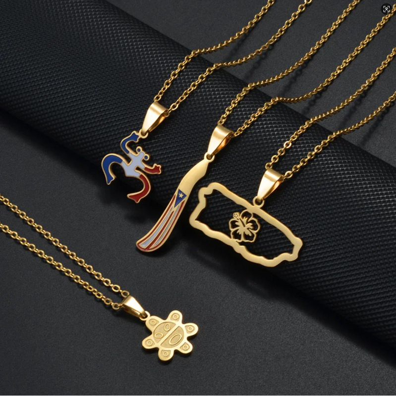1 Piece Pr Puerto Rico Frog Necklace for Women and Girls Stainless Steel Hawaii Guam Guadeloupe Mayao