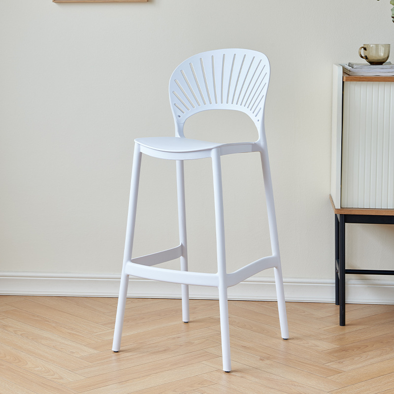 Silla de bar con respaldo superpuesta minimalista nórdico PP silla de bar de concha de plástico