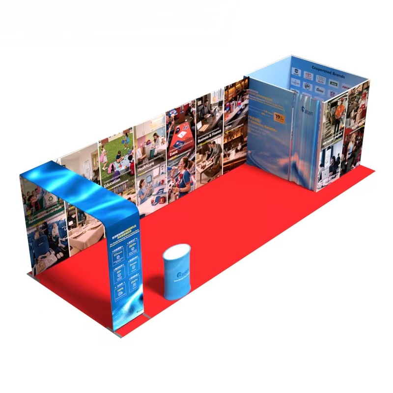 Estand de exposición en el extranjero Show de pantalla rápida estand de exposición 3D diseño de fondo panel de pared de exhibición para construir 20ft Show de pantalla rápida esquema personalizado