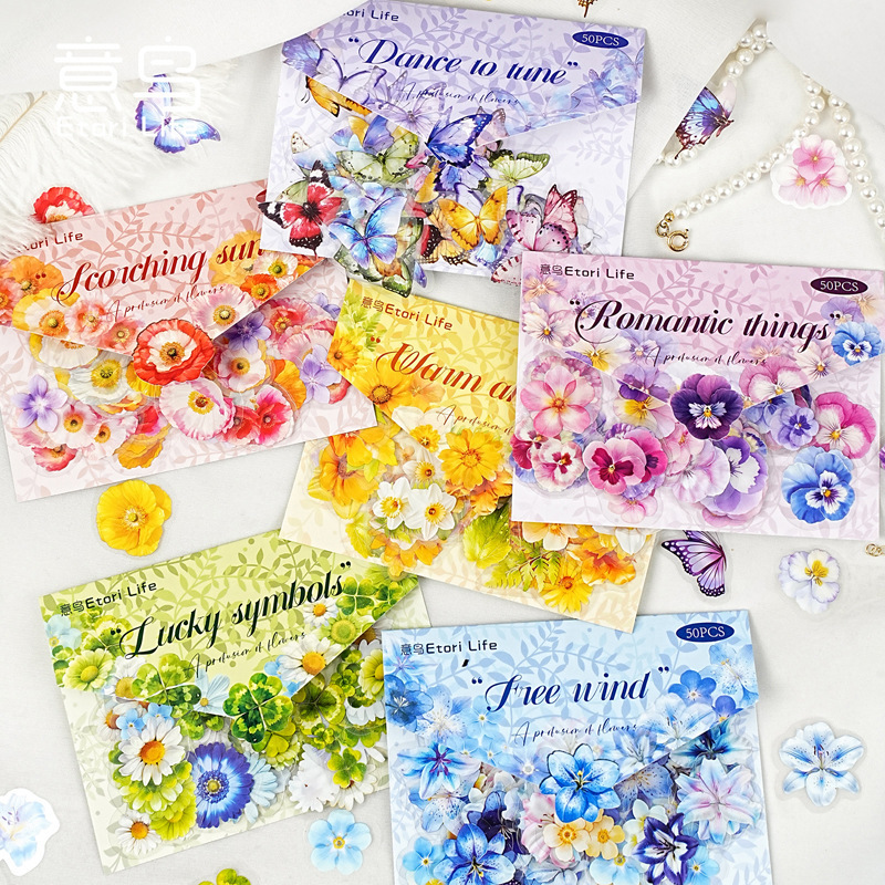 Yi Niao Flower Story Series Small Floral Theme Flower Material Handbook Decoration Pet Sticker Pack 6 Styles Yi Niao Flower Story Series Small Floral Theme Flower Material Handbook Decoration Pet Sticker Pack 6 Styles