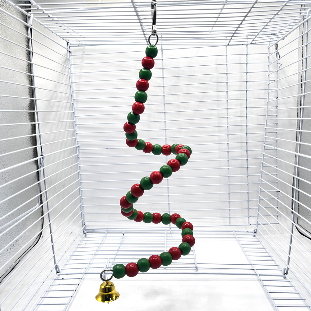 Tema de Navidad transfronterizo, juguete de pájaro loro, columpio de color de aves, escalera giratoria, juguete, accesorios de decoración de jaula de pájaros