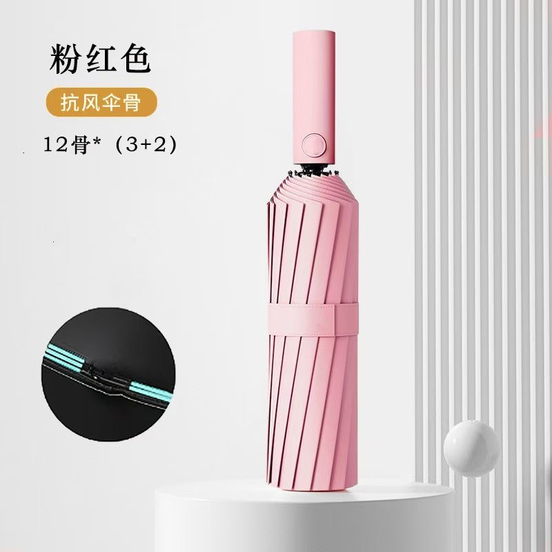 Paraguas totalmente automático para mujer, reforzado y resistente al viento, 24 varillas, plegable en tres partes, doble uso para sol y lluvia, protección solar, protección UV, paraguas parasol.