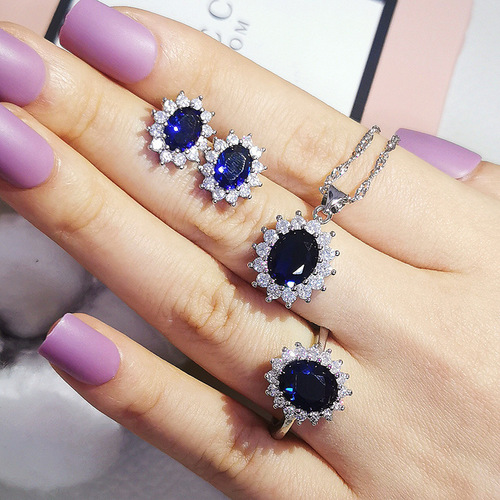 E-commerce Fashion Sunflower Set Diamond Three-Piece Set Micro-Set Diamond Fashion Jewelry Set J5519