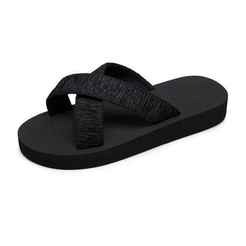 Cross slippers for women, new ethnic style, summer outer wear, fashionable small incense straps, flip-flops, wedge heels, thick-soled beach sandals