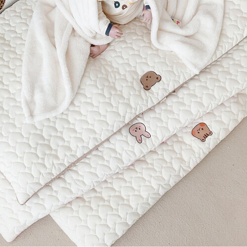 Ins newborn baby quilted embroidery pure cotton breathable outdoor nap mat foldable portable mattress kindergarten machine washable