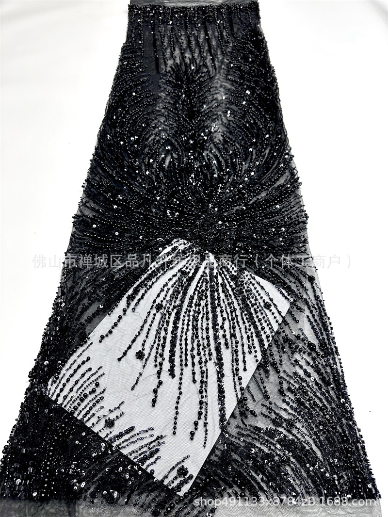 Vestido de boda estilo francés de moda cena festiva vestido de fiesta tela de encaje tela bordada