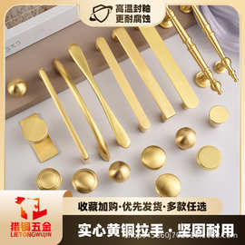 猎铜北欧现代简约柜门黄铜抽屉衣柜门橱柜门把手轻奢铜拉手家具