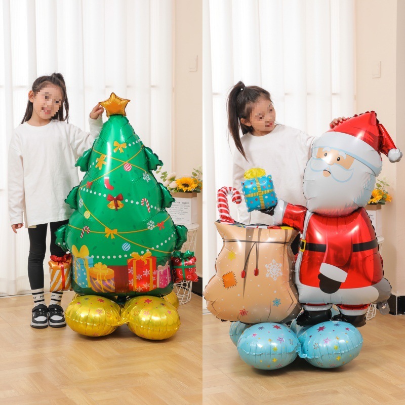 Decoración de Navidad gran base árbol de Navidad árbol anciano alce muñeca de nieve estereoscópica diseño de jardín de infantes de globos