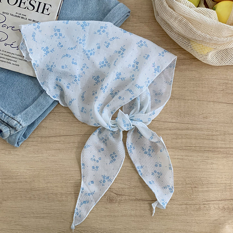 Bufanda de seda nuevo estilo protector para el cuello bufanda para el cuello pequeño y fresco pañuelo floral a cuadros cinturón para el cabello para atar el cabello bufanda triangular multiusos para atar la cintura