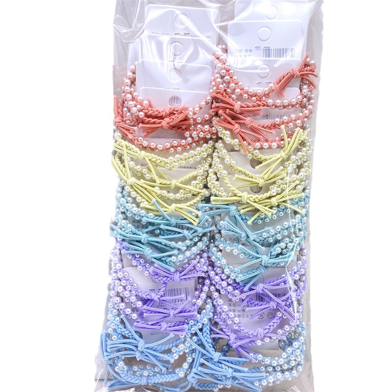 Tarjeta de color caramelo tejido banda de pelo cuerda de pelo chica simple banda de goma del todo-fósforo de alta elástico durable accesorios para el cabello tocado 2 yuanes