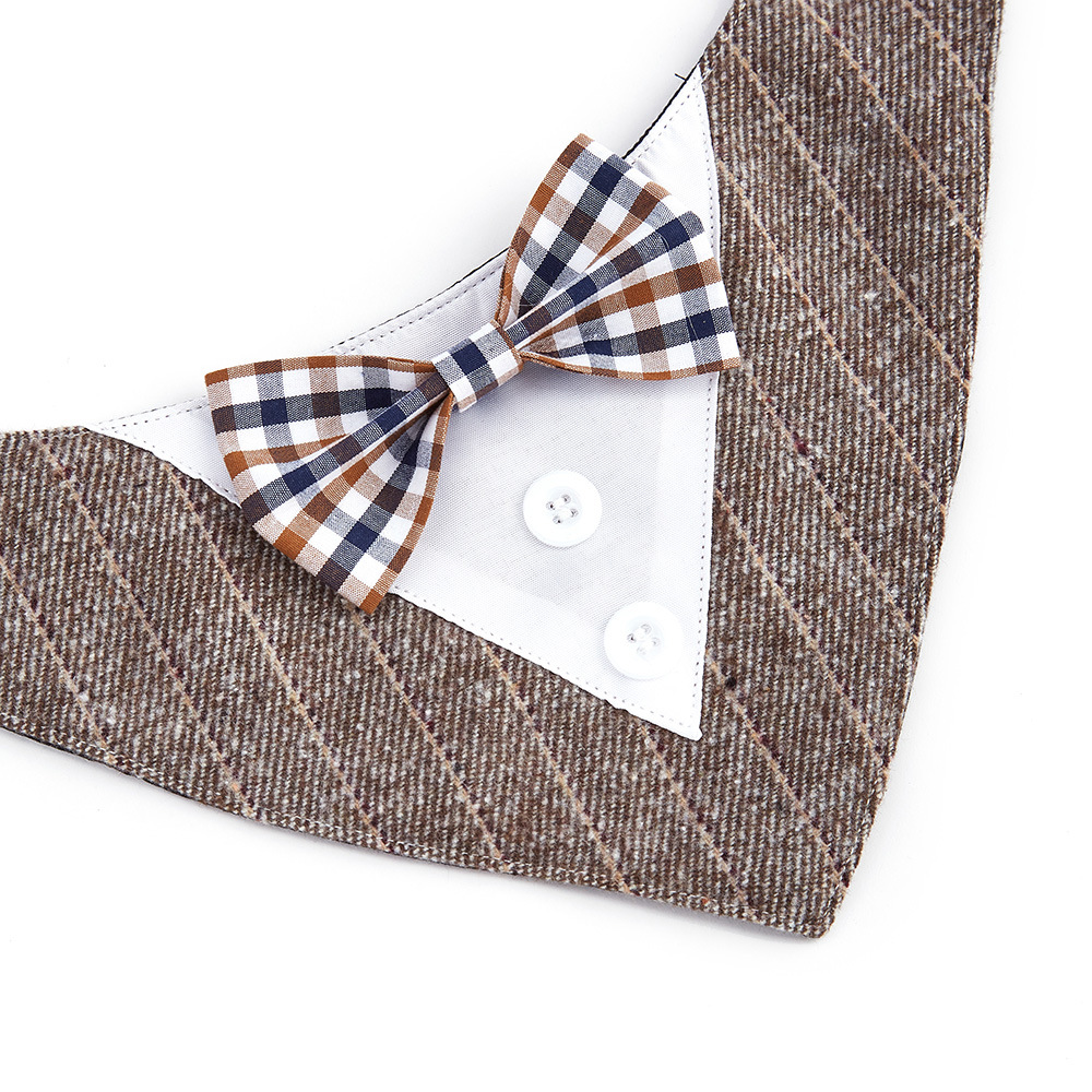TANPOPO transfronterizo nuevo estilo británico trajes de boda mascotas toallas de saliva velcro toallas bufandas