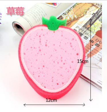 A1572 Korean fruit style thickened sponge scouring pad dishcloth wiping rag dish towel 0.01